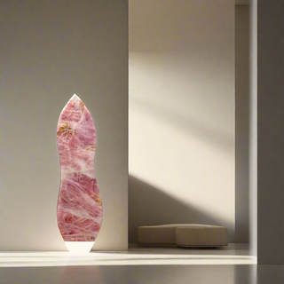 Rose Quartz Flame Sculpture on Stand U#1 - 77 lb - 38" tall    from The Rock Space