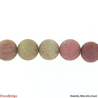 Rhodonite Matte - Round Strand 15" - 8mm    from The Rock Space