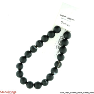 Black Onyx Banded Matte - Round Strand 7" - 10mm    from The Rock Space