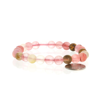 Watermelon Quartz Matte Round Bracelet - 8mm    from The Rock Space