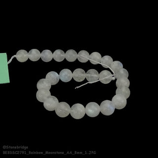 Rainbow Moonstone E - Round Strand 7" - 4mm    from Stonebridge Imports