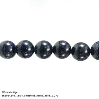 Blue Goldstone - Round Strand 15" - 10mm    from The Rock Space