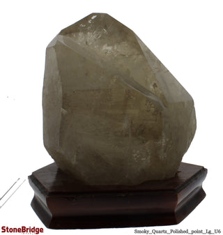 Smoky Quartz Point On Wood Base U#06 - 8 1/2" from The Rock Space