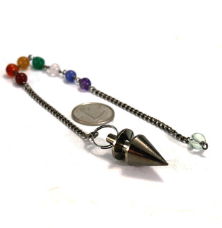 Metal Pendulum - Black Colour Cone & Top with Chakra Beads - 1"    from The Rock Space