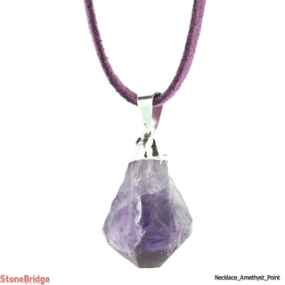 Amethyst Natural Point Necklace On Suede Cord    from The Rock Space