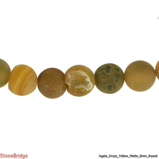 Druzy Agate Yellow 2 Matte - Round Strand 15" - 8mm    from The Rock Space