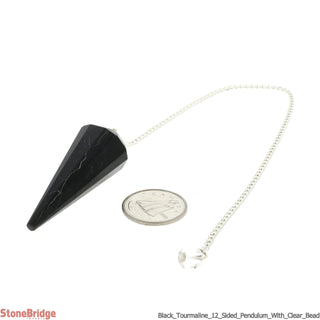 Black Tourmaline Multifaceted Pendulum with Bead    from The Rock Space