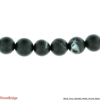 Black Onyx Banded Matte - Round Strand 7" - 10mm    from The Rock Space