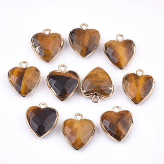 Tiger Eye Electroplated Heart Pendants #1 - 5 Pack    from The Rock Space