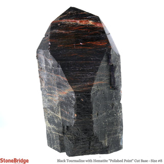 Black Tourmaline with Hematite Point Cut Base, Polished Point #8    from The Rock Space