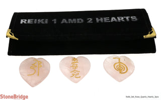 Rose Quartz Reiki Hearts engraved with symbols - 1" to 1 1/2"    from The Rock Space