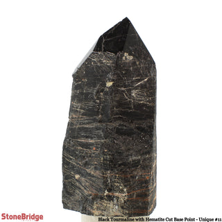 Black Tourmaline & Hematite Cut Base, Polished Point U#11    from The Rock Space