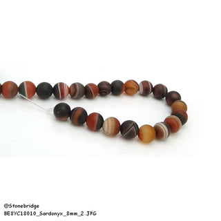 Onyx Banded Sardonyx - Matte - Round Strand 15" - 8mm    from The Rock Space