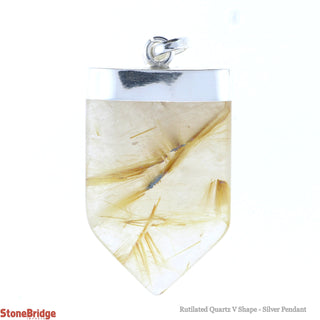 Rutilated Quartz V Shape - Silver Pendant    from The Rock Space