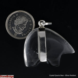 Crystal Quartz Bear - Silver Pendant    from The Rock Space