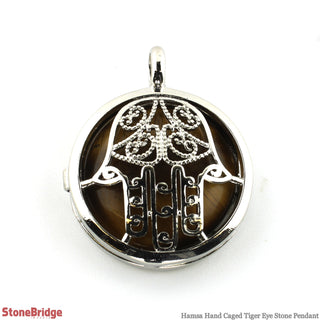 Hamsa Hand - Tiger Eye - Rounded Frame Pendant    from The Rock Space