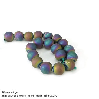 Druzy Agate Rainbow Electroplated - Round Strand 7" - 10mm    from The Rock Space