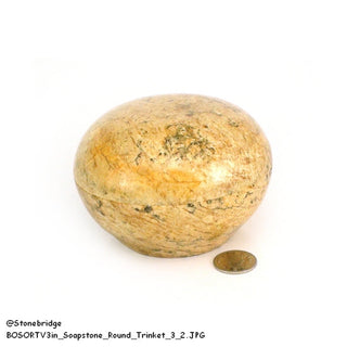 Soapstone Trinket Box - Round Top Varnished 3"    from Stonebridge Imports