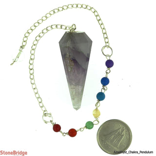 Amethyst Pendulum With Chakra Stones On Chain    from The Rock Space