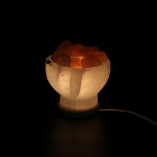 Selenite Lamp Bowl with Orange Chips - 6"    from The Rock Space