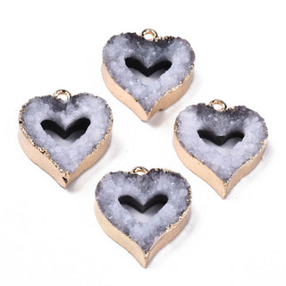 Agate Druzy - Gold Plated Edge - Heart Pendants    from The Rock Space