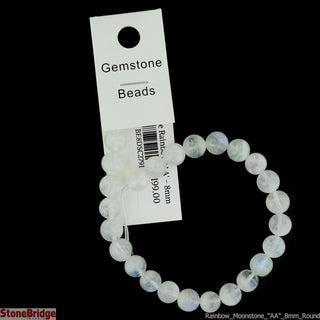 Rainbow Moonstone E - Round Strand 7" - 8mm    from The Rock Space