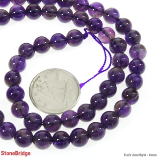 Amethyst A Dark Round Strand 15" 6mm    from Stonebridge Imports