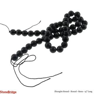 Shungite Strand - Round - 8mm - 15" Long    from The Rock Space