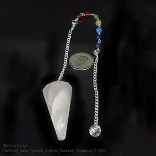 Rose Quartz Chakra Faceted Pendulum    from The Rock Space