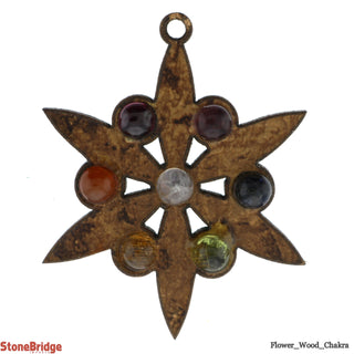 Flower Wood Chakra Necklace - 1 1/2"    from The Rock Space