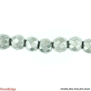 Hematite Silver Faceted - Round Strand 8mm    from The Rock Space