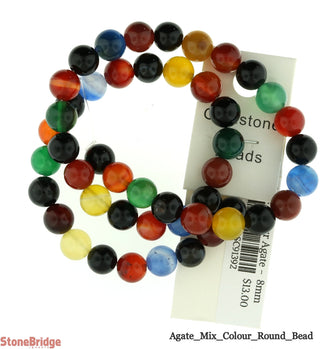 Mix Colour Agate - Round Strand 15" - 8mm    from The Rock Space