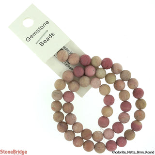 Rhodonite Matte - Round Strand 15" - 8mm    from The Rock Space