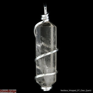 Clear Quarts Double Terminated with Coil Wrapper Necklace on suede cord    from The Rock Space