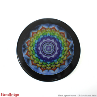 Black Agate Coaster - Chakra Yantra Print    from The Rock Space