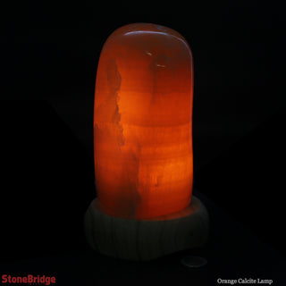 Orange Calcite Polished Lamp - Mini - WHITE CORD    from The Rock Space