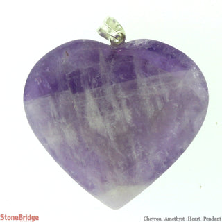 Amethyst Chevron Gemmy Heart Pendant 28mm X 27mm    from The Rock Space