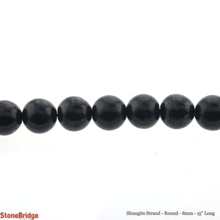 Shungite Strand - Round - 8mm - 15" Long    from The Rock Space