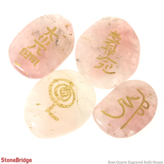 Rose Quartz Engraved Reiki Stones - 1" to 1 1/2"    from The Rock Space