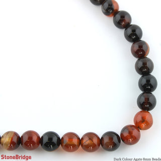 Dark Colour Agate - Round Strand 15" - 8mm    from The Rock Space