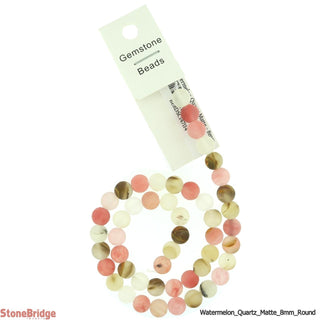 Watermelon Tourmaline Matte - Round Strand 15" - 6mm    from Stonebridge Imports