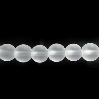 Natural Quartz Frosted - Round Strand 15" - 8mm from The Rock Space
