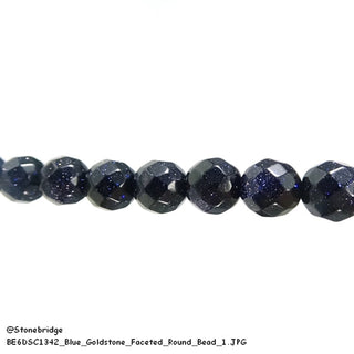 Blue Goldstone Faceted - Round Strand 15" - 8mm