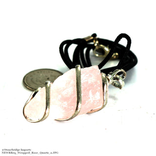 Rose Quartz Necklace - Wrapped Rough Stone    from The Rock Space