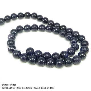 Blue Goldstone - Round Strand 15" - 6mm    from The Rock Space