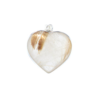 Rutilated Quartz Heart with Silver All Around - Silver Pendant    from The Rock Space