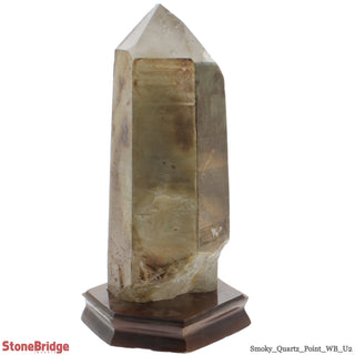 Smoky Quartz Point On Wood Base U#02 - 12 3/4" from The Rock Space