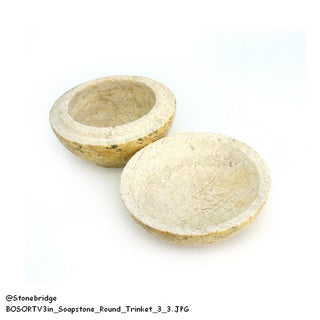 Soapstone Trinket Box - Round Top Varnished 3"    from Stonebridge Imports