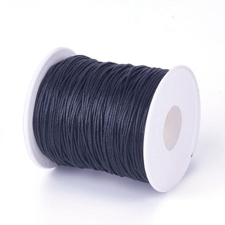 Black Cotton Waxed Cord - 1mm - 1 roll of 100m    from The Rock Space