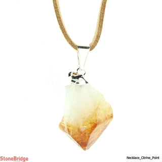 Citrine Natural Point Necklace On Suede Cord    from The Rock Space